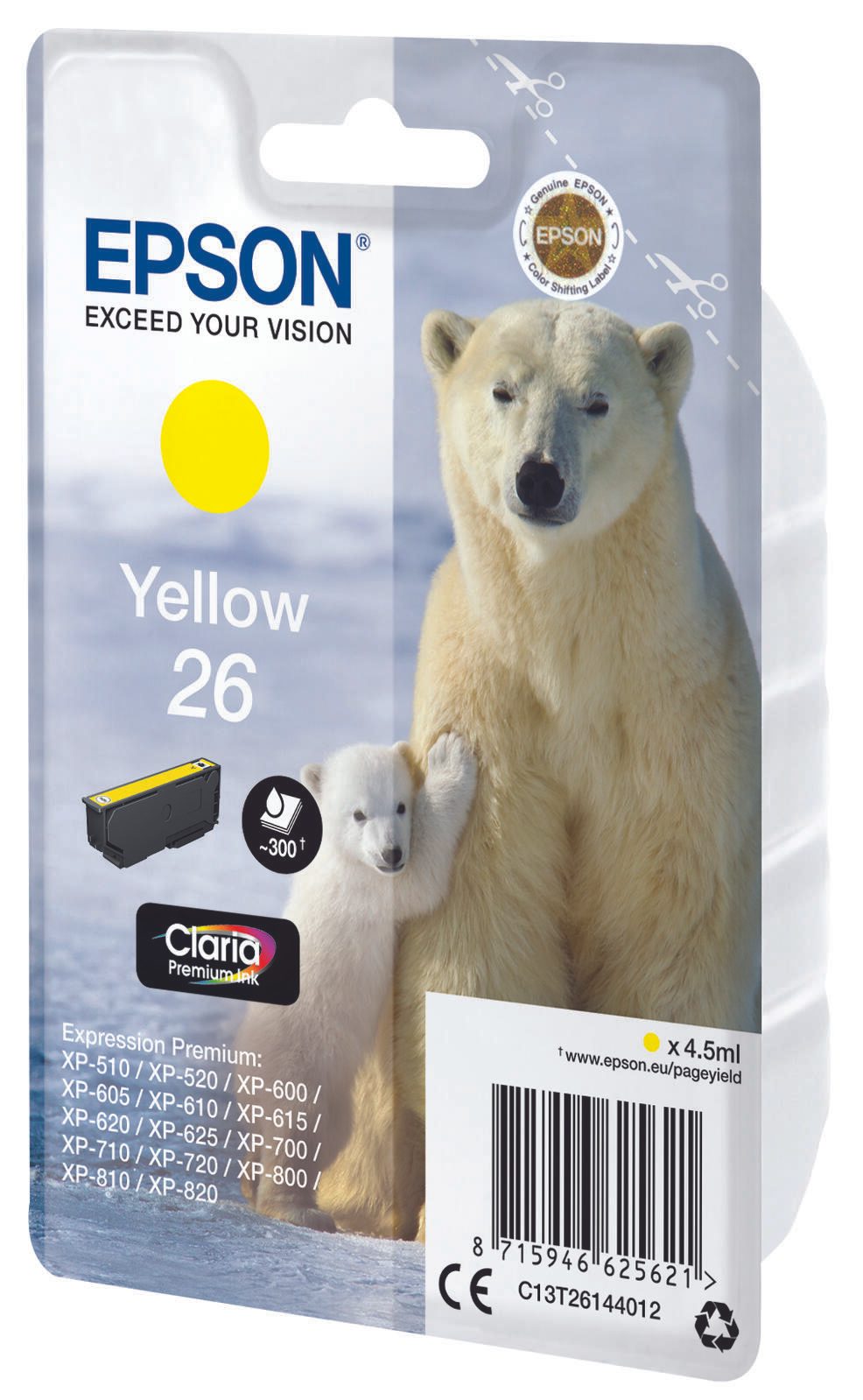 Epson Original 26 Eisbär Druckerpatrone gelb 300 Seiten 4,5ml (C13T26144012)