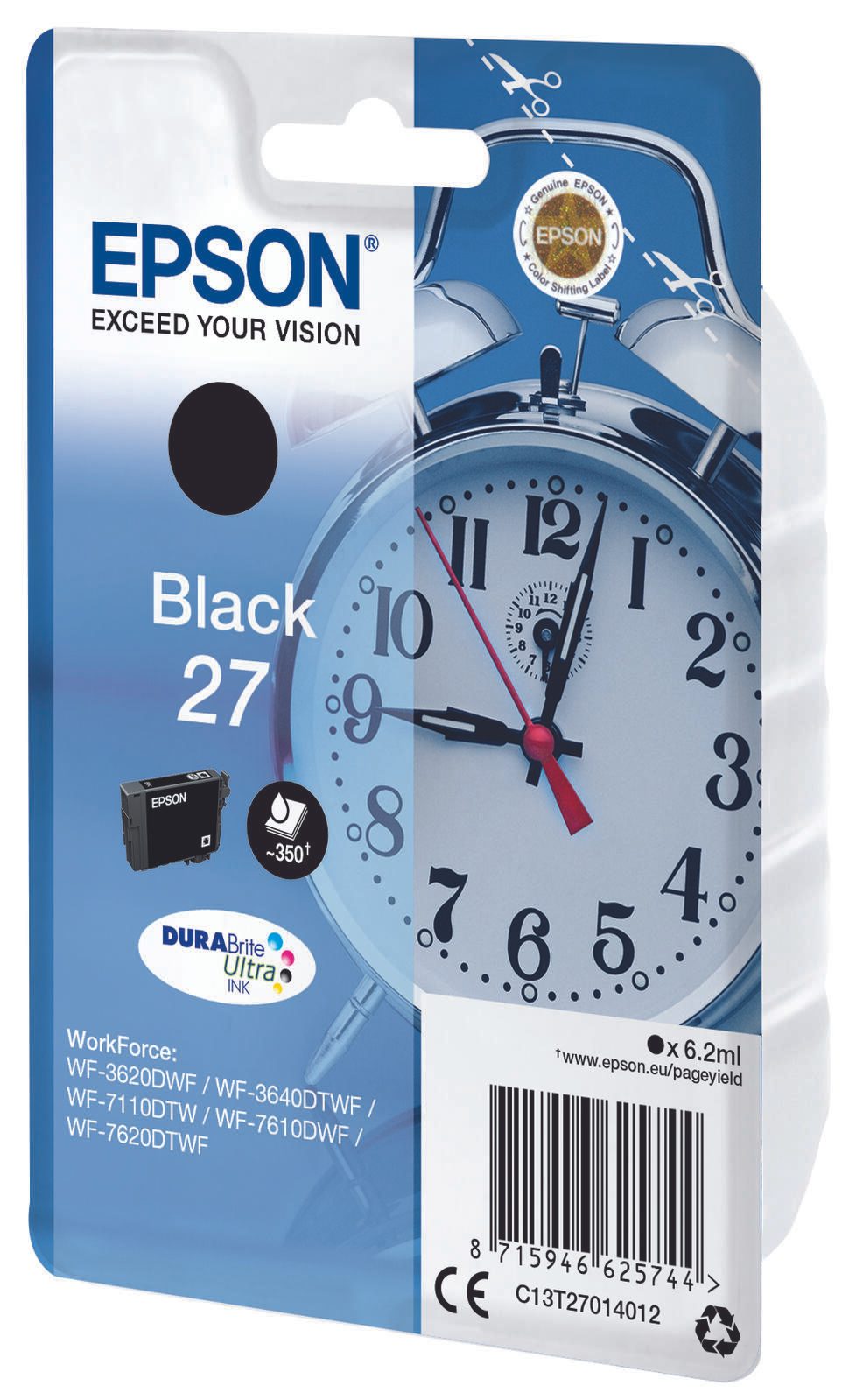 Epson Original 27 Wecker Druckerpatrone - schwarz (C13T27014012)