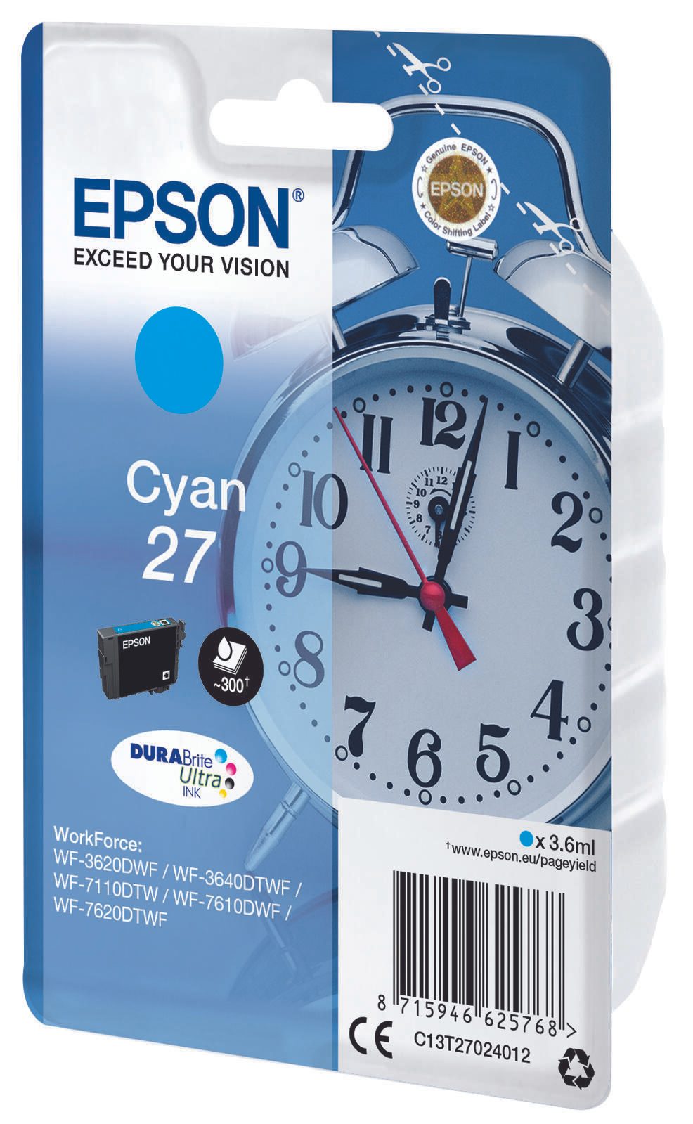 Epson Original 27 Wecker Druckerpatrone - cyan (C13T27024012)