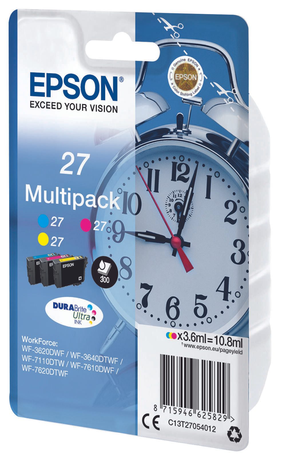 Epson Original 27 Wecker Druckerpatronen - 3er Multipack (C13T27054012)