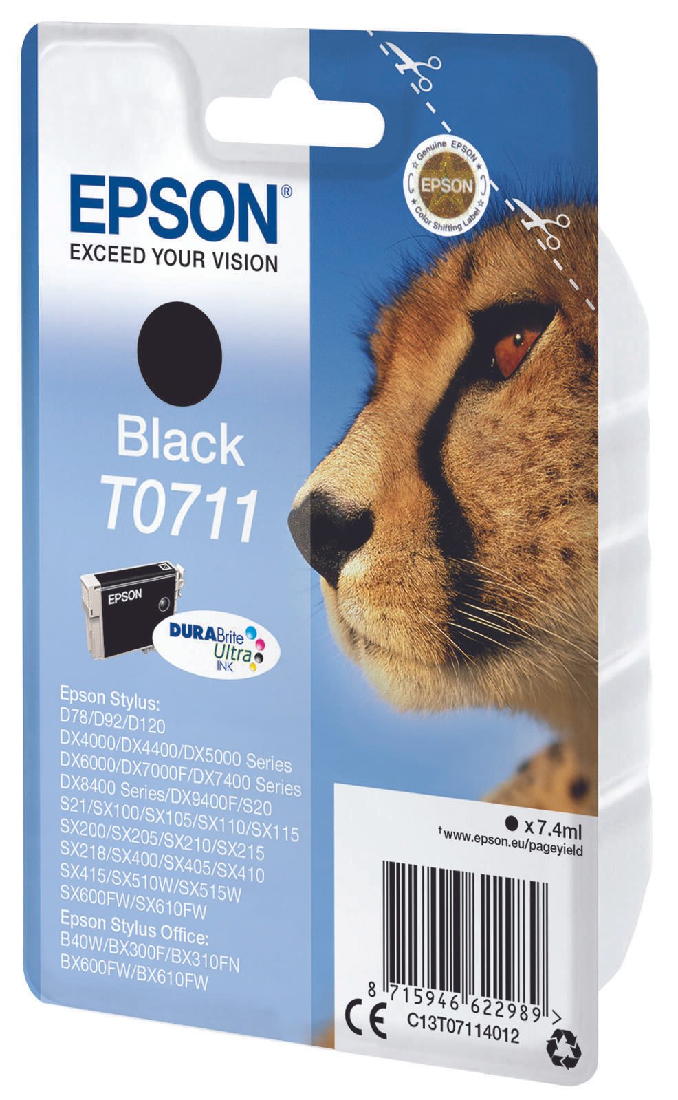 Epson Original T0711 Gepard Druckerpatrone - schwarz (C13T07114012)
