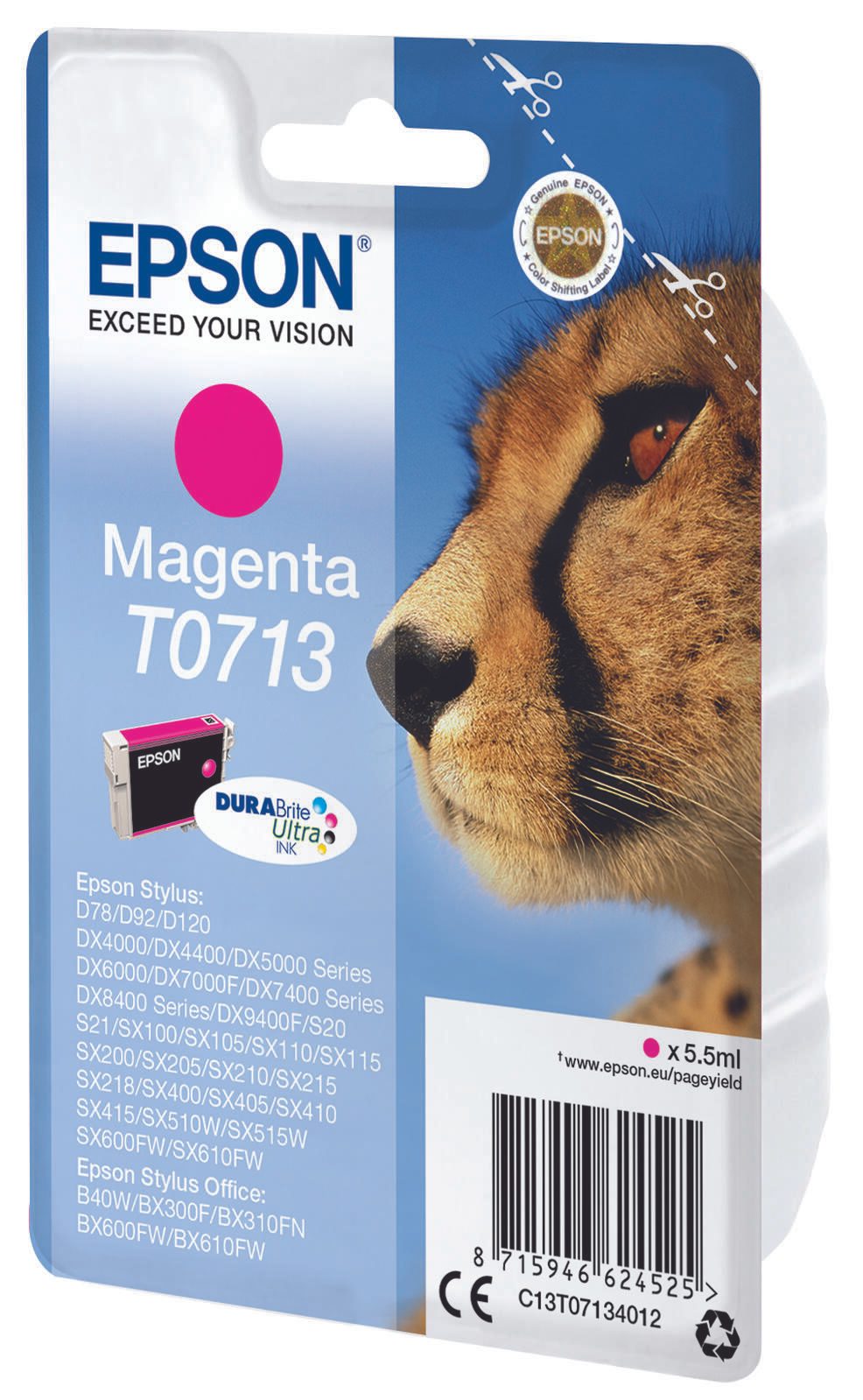 Epson Original T0713 Gepard Druckerpatrone - magenta (C13T07134012)