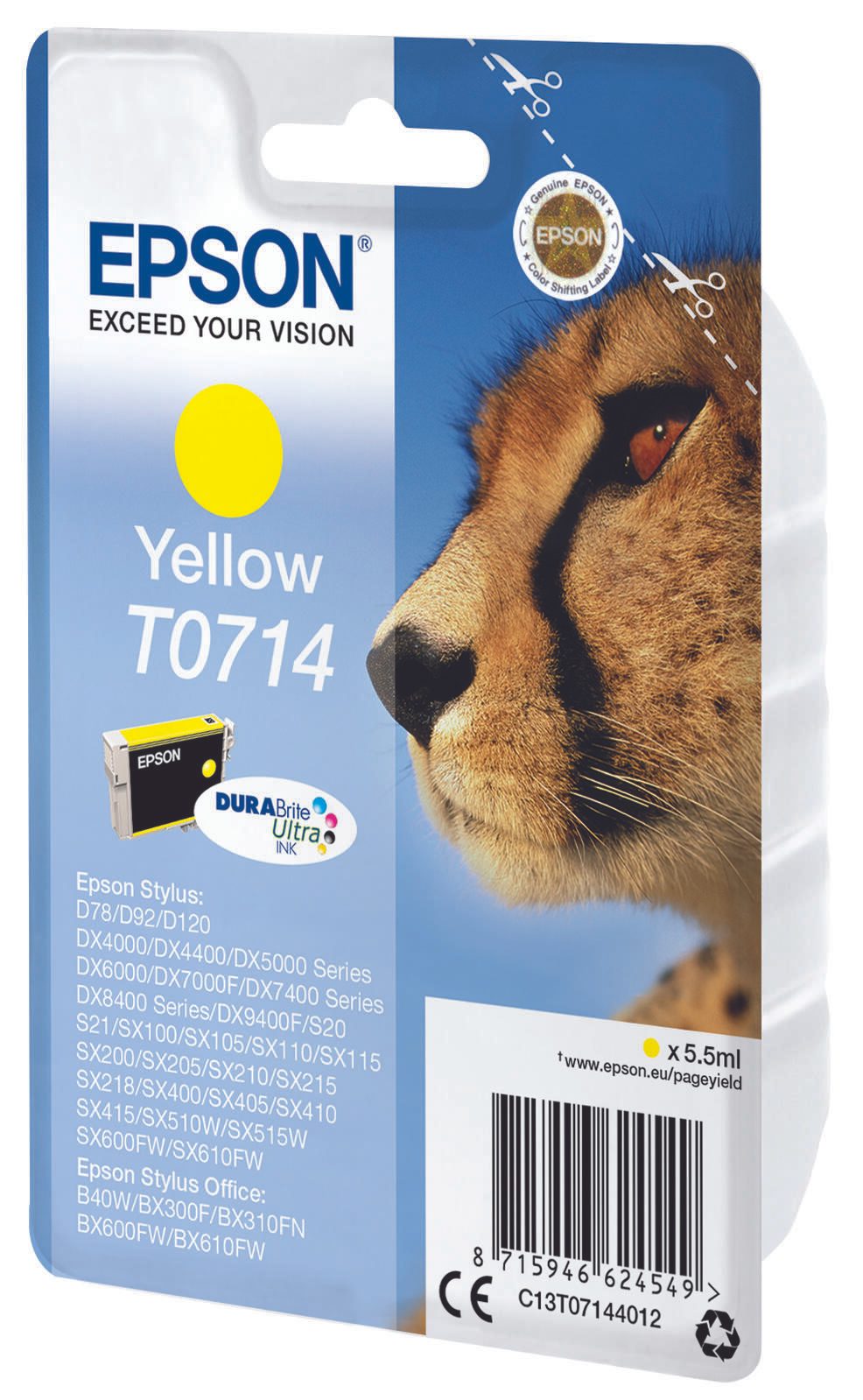 Epson Original T0714 Gepard Druckerpatrone - gelb (C13T07144012)