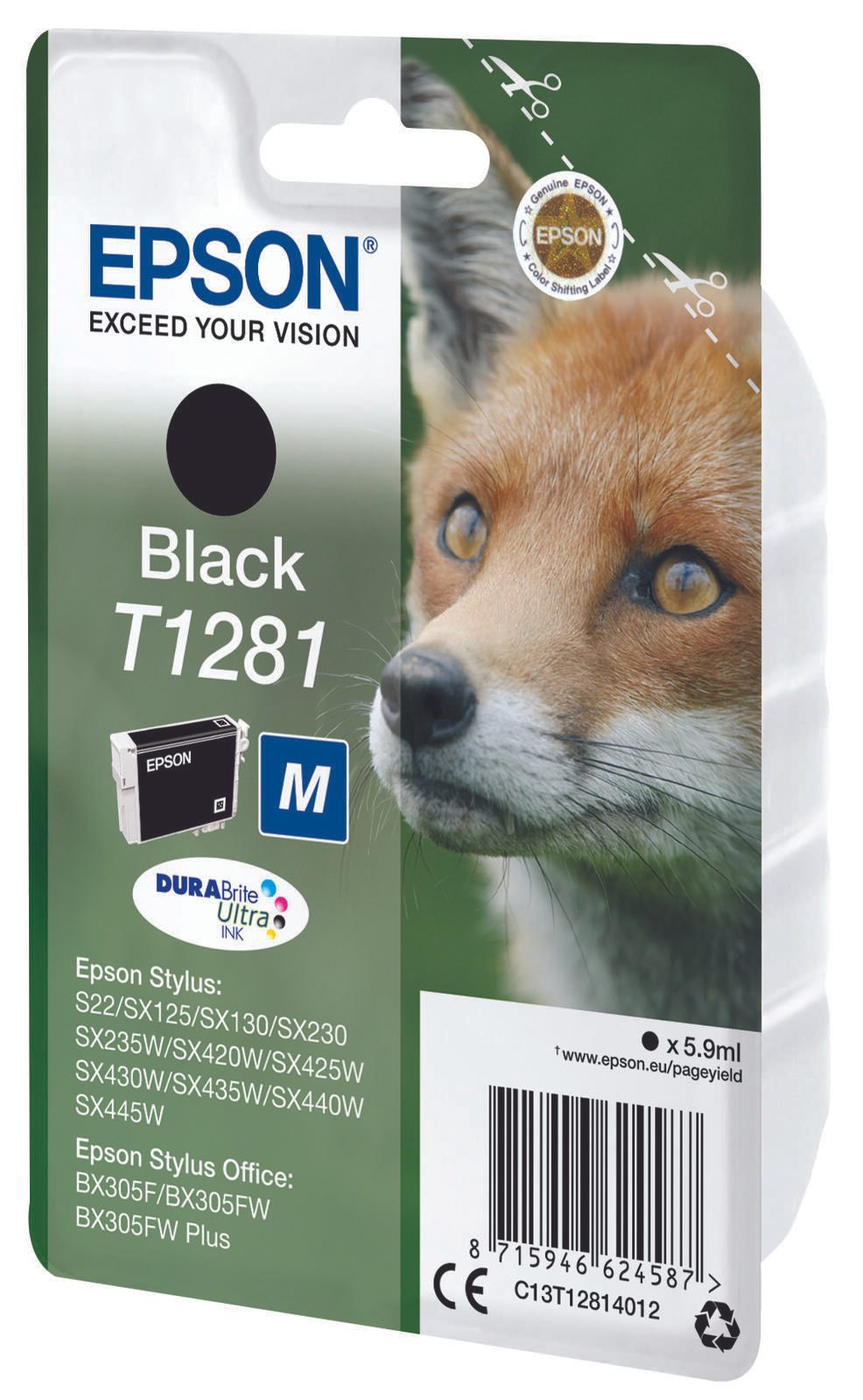 Epson Original T1281 Fuchs Druckerpatrone schwarz 5,9ml (C13T12814012)