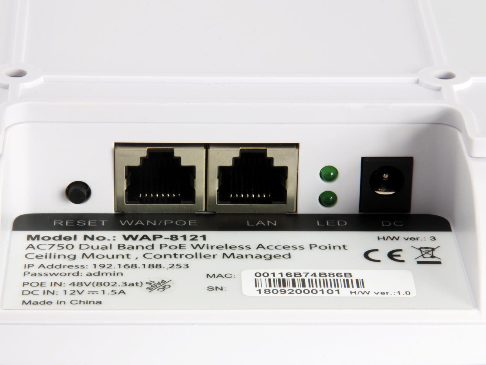 LevelOne WAP-8121 AC750 Dual Band PoE Wireless Access Point