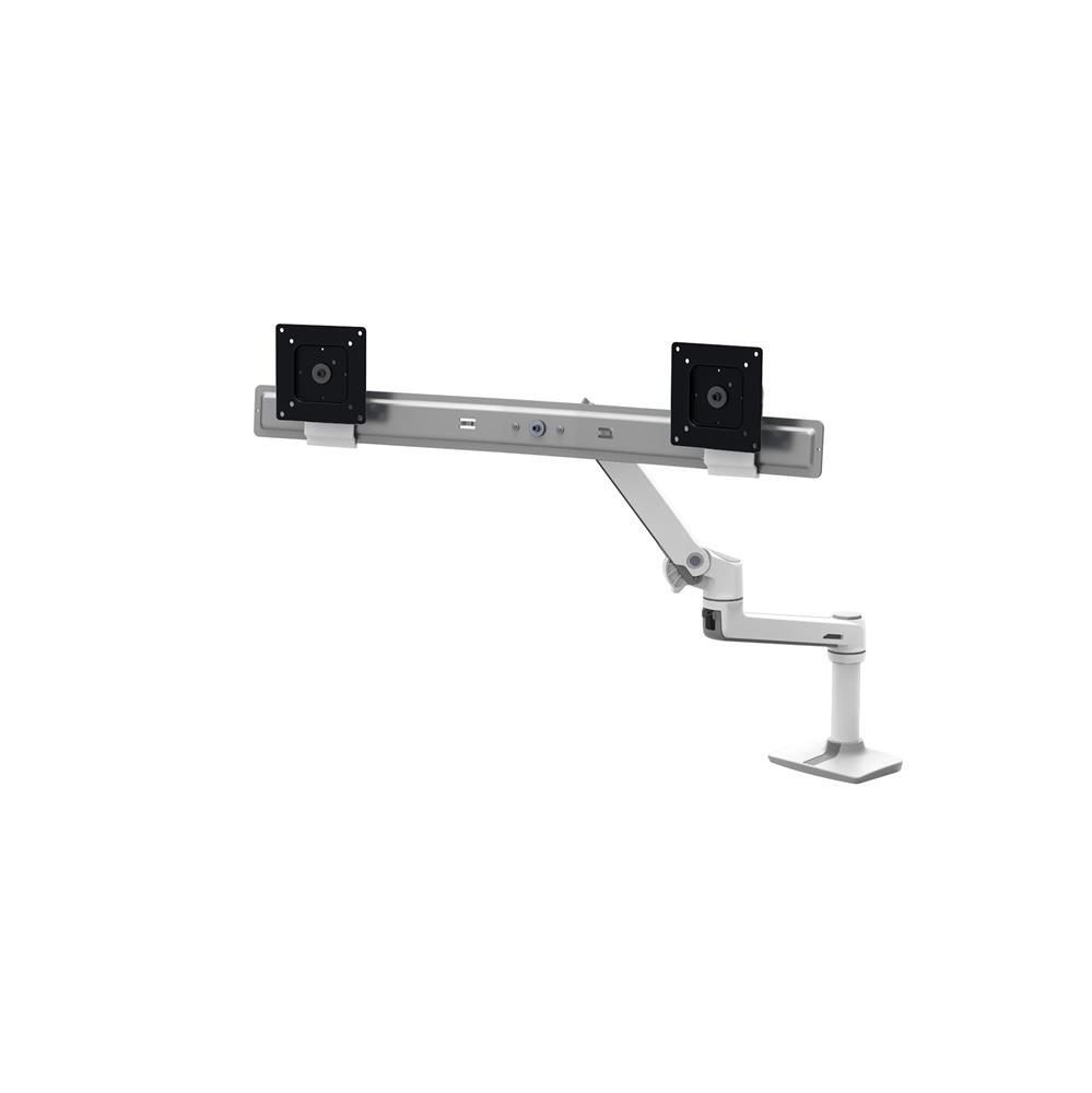 Ergotron LX Dual Monitorarm für zwei Monitore bis 63,5 cm 25 Zoll nebeneinander Tischhalterung weiß