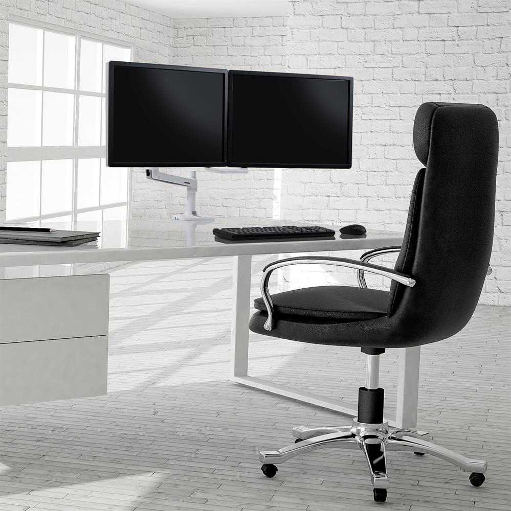 Ergotron LX Dual Monitorarm für zwei Monitore bis 63,5 cm 25 Zoll nebeneinander Tischhalterung weiß