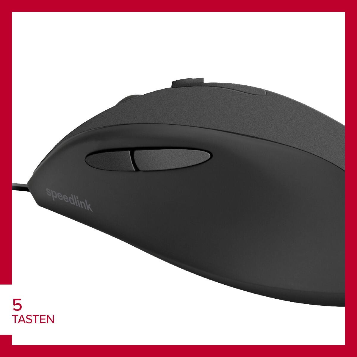 Speedlink AXON Silent & Antibacterial Maus - USB, schwarz