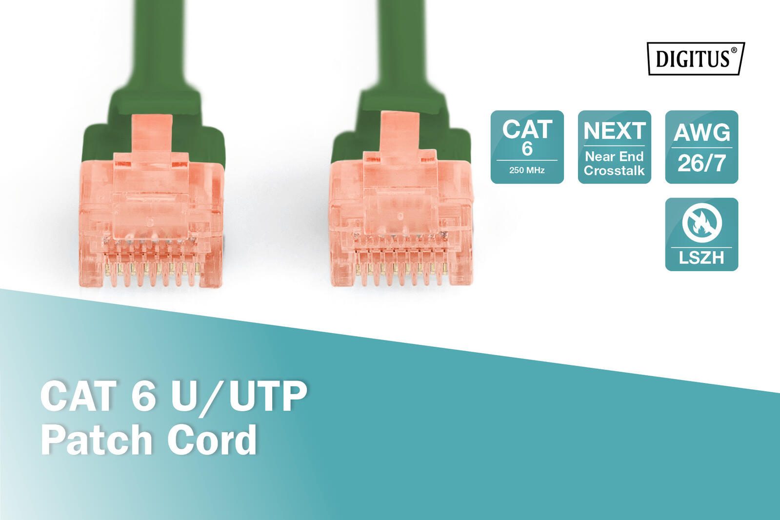 DIGITUS Patch-Kabel RJ-45 (M) zu RJ-45 (M) 10m Kupfer U/UTP Cat 6 grün (DK-1617-100/G)