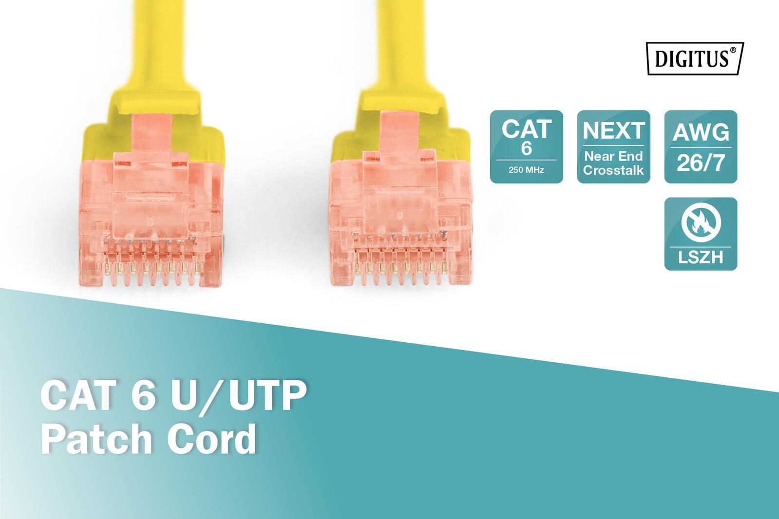 DIGITUS Patch-Kabel RJ-45 (M) zu RJ-45 (M) 5m Kupfer U/UTP Cat 6 gelb (DK-1617-050/Y)