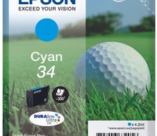 Epson Original 34 Golfball Druckerpatrone cyan 300 Seiten 4,2ml (C13T34624010)