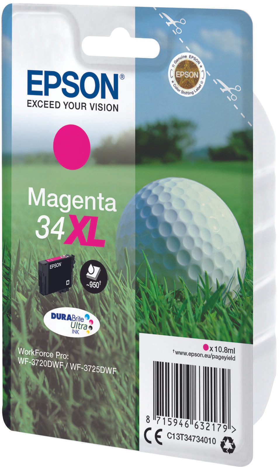 Epson Original 34XL Golfball Druckerpatrone magenta 950 Seiten 10,8ml (C13T34734010)
