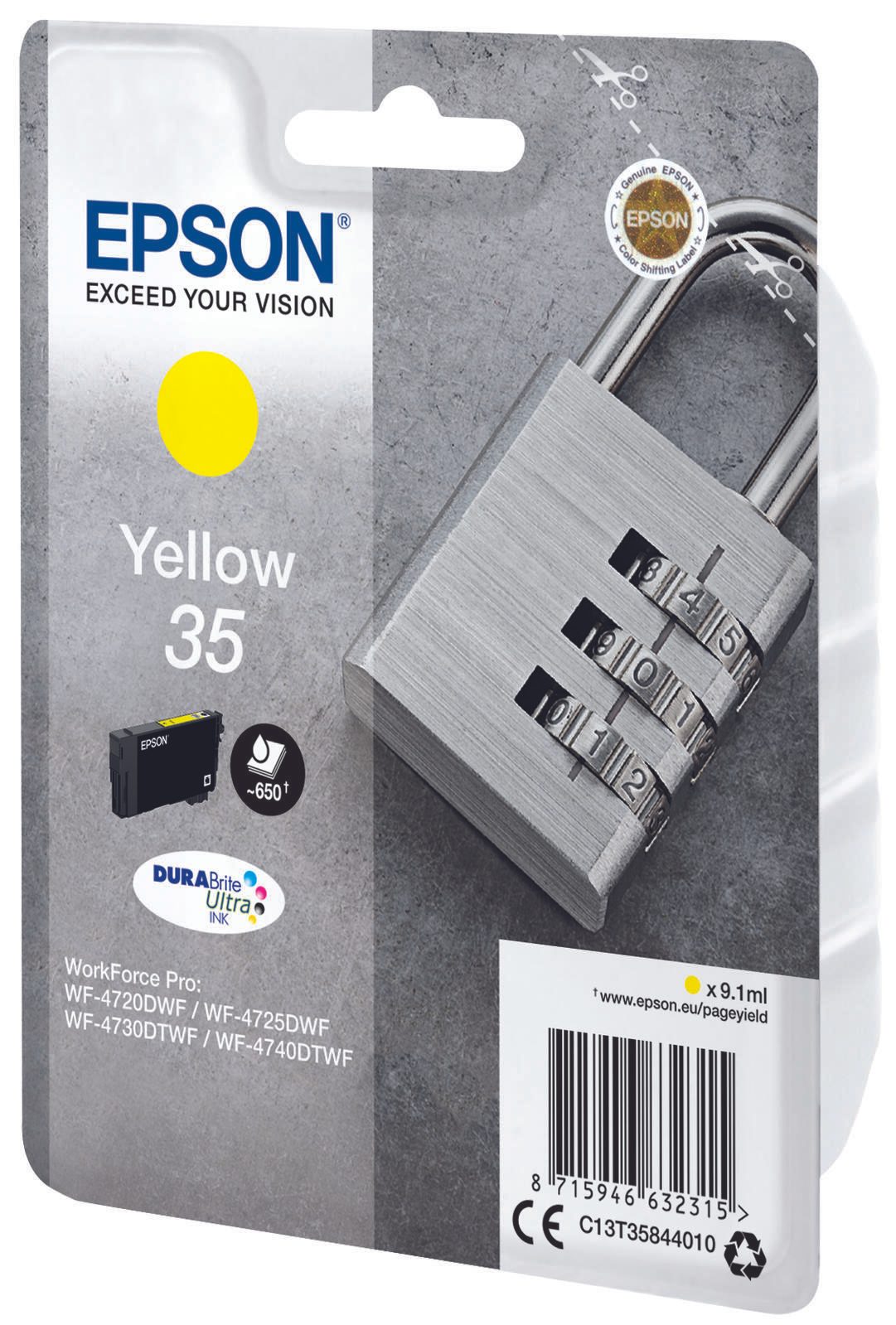 Epson Original 35 Schloss Druckerpatrone gelb 650 Seiten 9,1ml (C13T35844010)