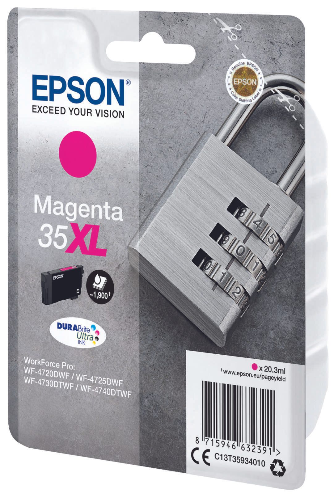 Epson Original 35XL Schloss Druckerpatrone magenta 1.900 Seiten 20,3ml (C13T35934010)