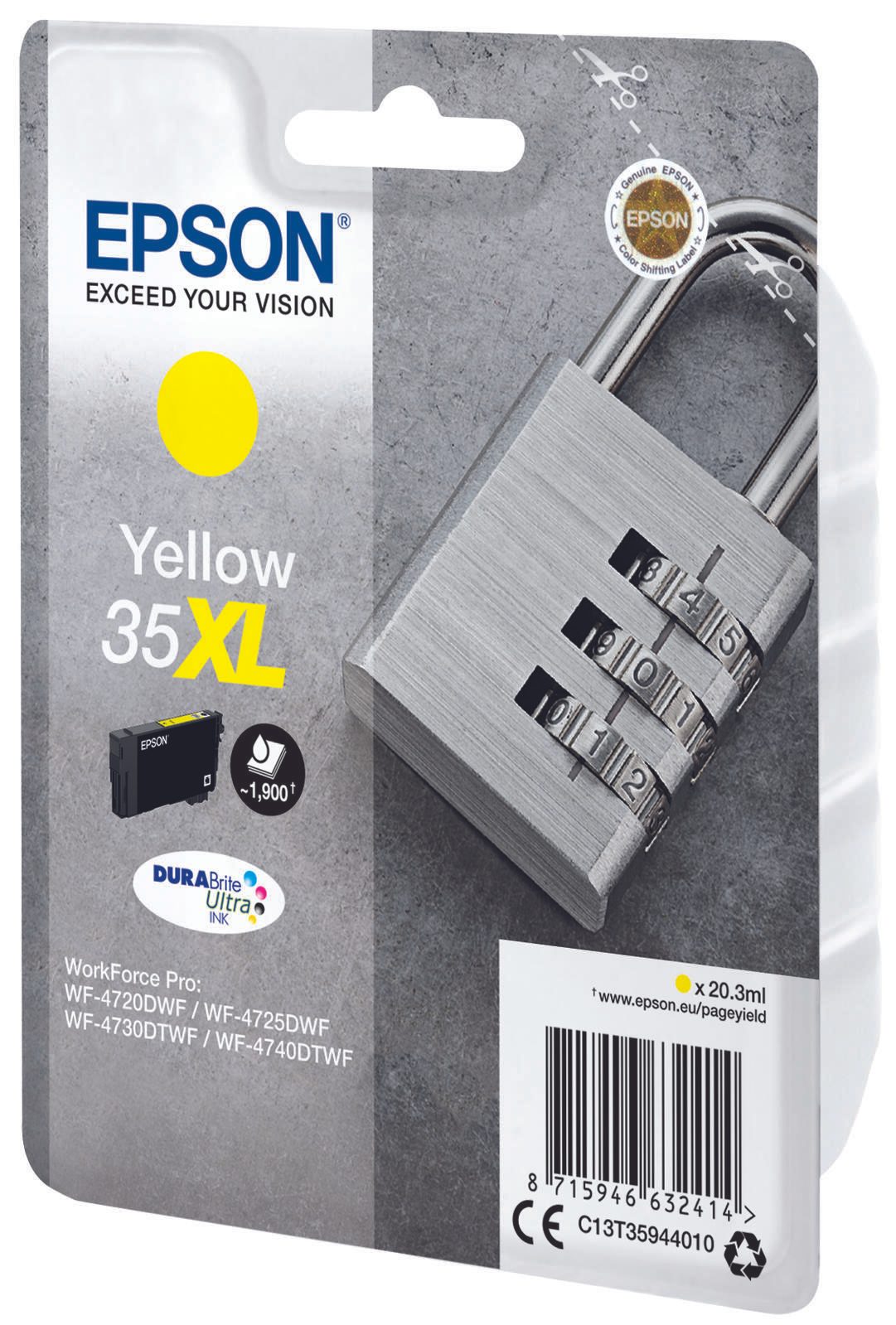 Epson Original 35XL Schloss Druckerpatrone gelb 1900 Seiten 20,3ml (C13T35944010)