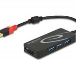 DeLOCK Externer USB 3.2 Hub USB Type-A zu USB Type-A / 2 Slot Card Reader