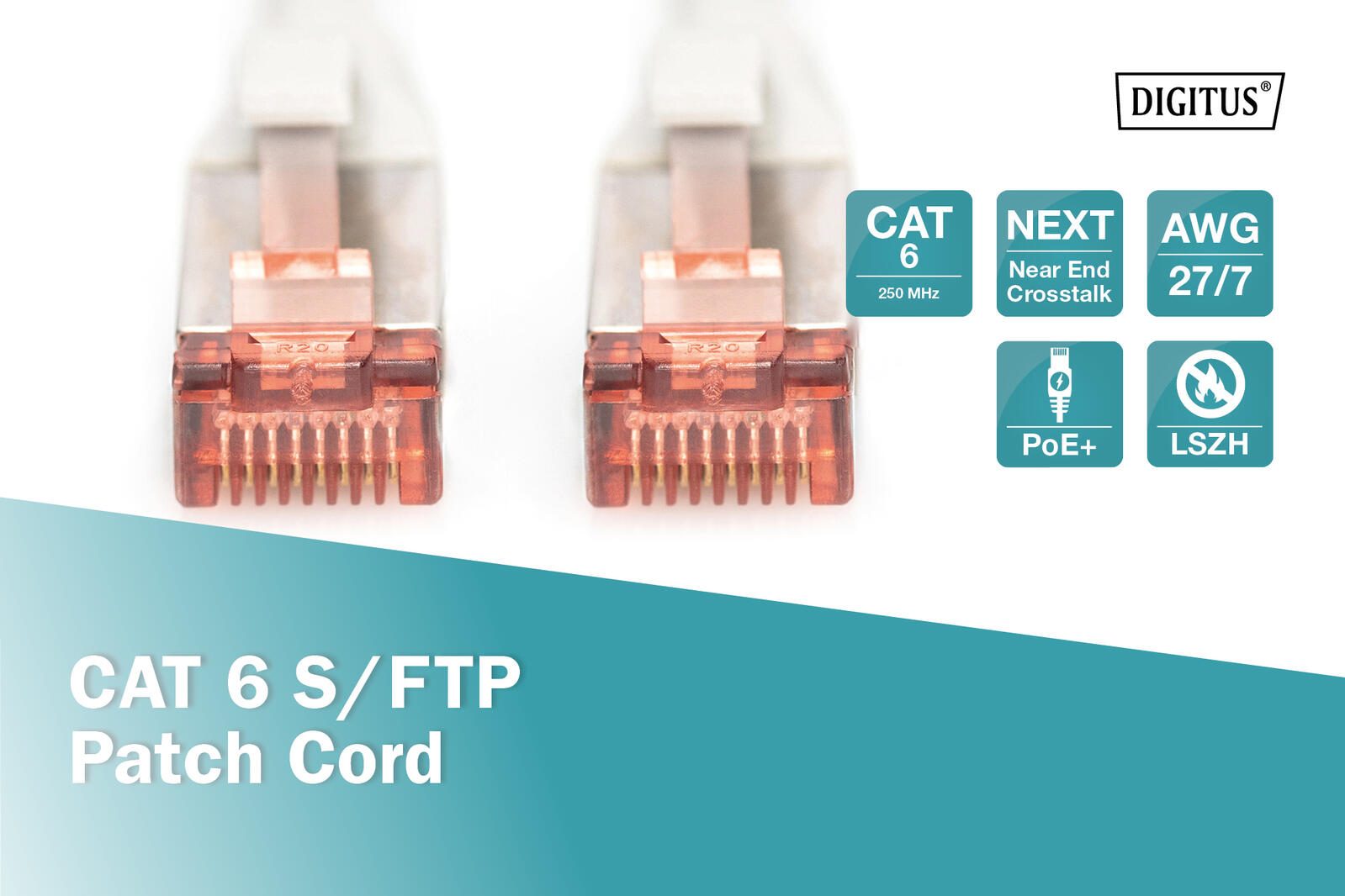DIGITUS Patch-Kabel RJ-45 (M) zu RJ-45 (M) 10m Kupfer S/FTP Cat 6 weiß (DK-1644-100/WH)