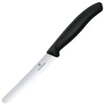 VICTORINOX Gemüsemesser silber, schwarz glänzend, poliert Klinge: 10,0 cm - 6 Stück