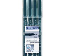 STAEDTLER Lumocolor Folienstift 0,6 mm permanent 4er Etui - schwarz