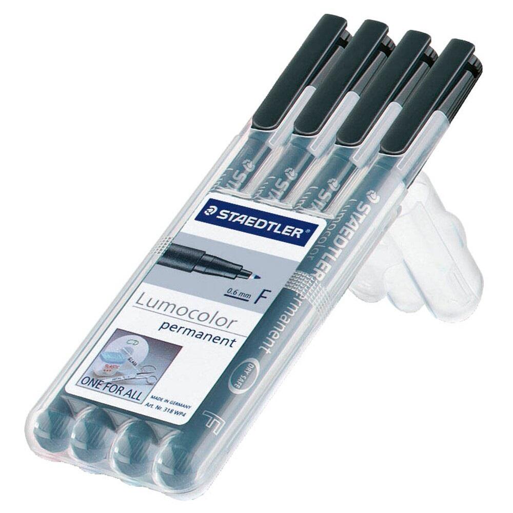 STAEDTLER Lumocolor Folienstift 0,6 mm permanent 4er Etui - schwarz