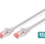 Digitus CAT 6 S-FTP Patchkabel, Cu, LSZH AWG 27/7, Länge 0,5 m, 10 Stück, Grau