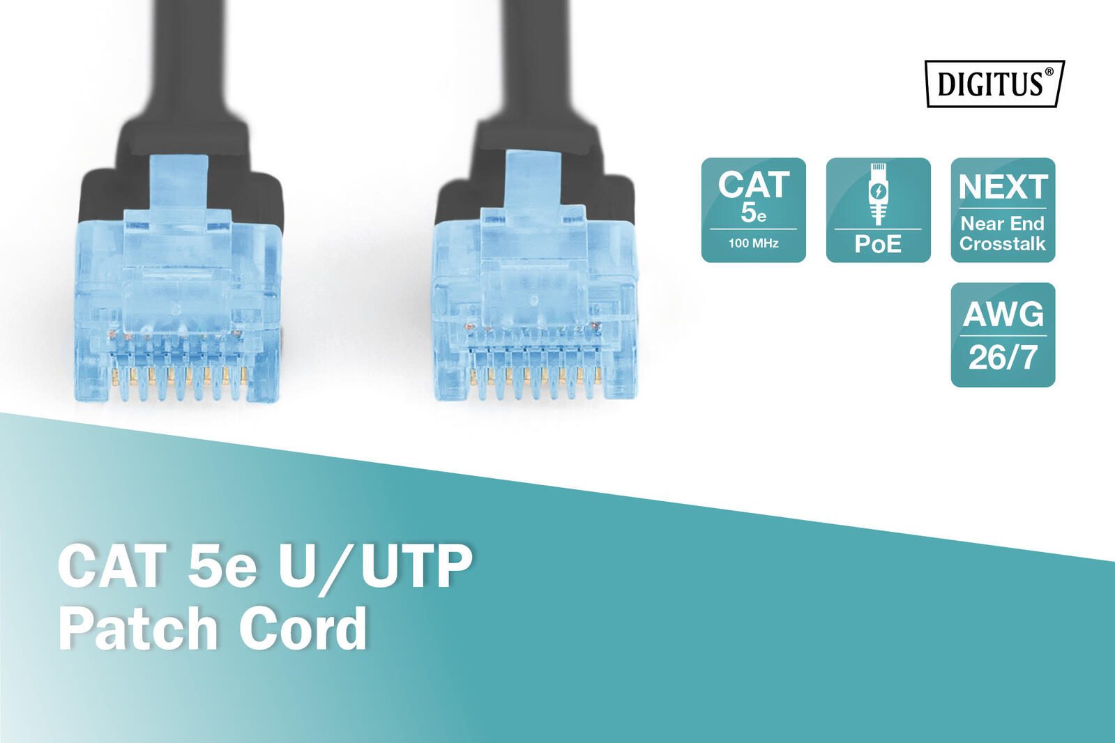 DIGITUS Patch-Kabel RJ-45 (M) zu RJ-45 (M) 0.5 m Kupfer U/UTP Cat 5e schwarz