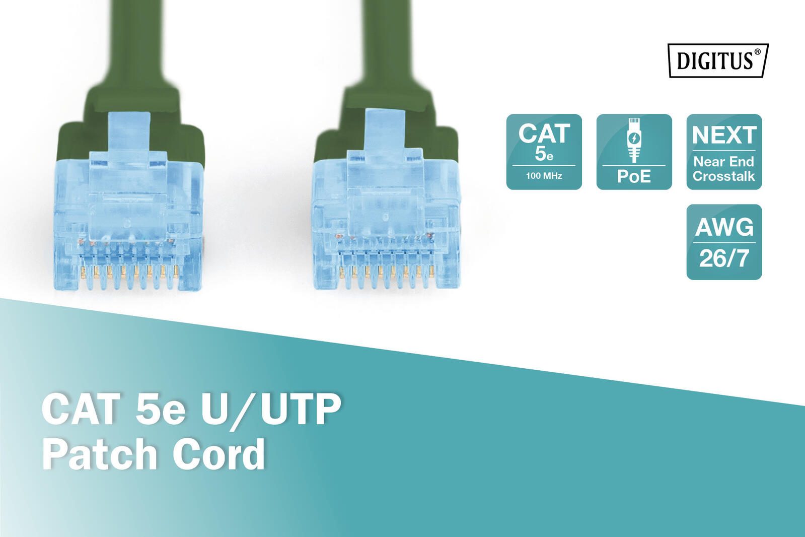 DIGITUS Patch-Kabel RJ-45 (M) zu RJ-45 (M) 0.5 m Kupfer U/UTP Cat 5e grün (DK-1511-005/G)