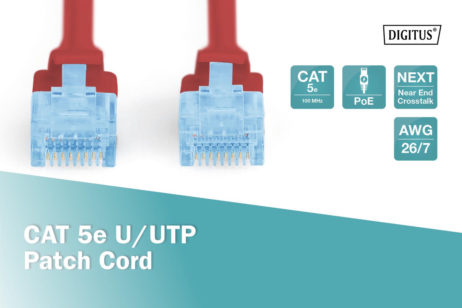DIGITUS Patch-Kabel RJ-45 (M) zu RJ-45 (M) 1 m Kupfer U/UTP Cat 5e rot (DK-1511-010/R)