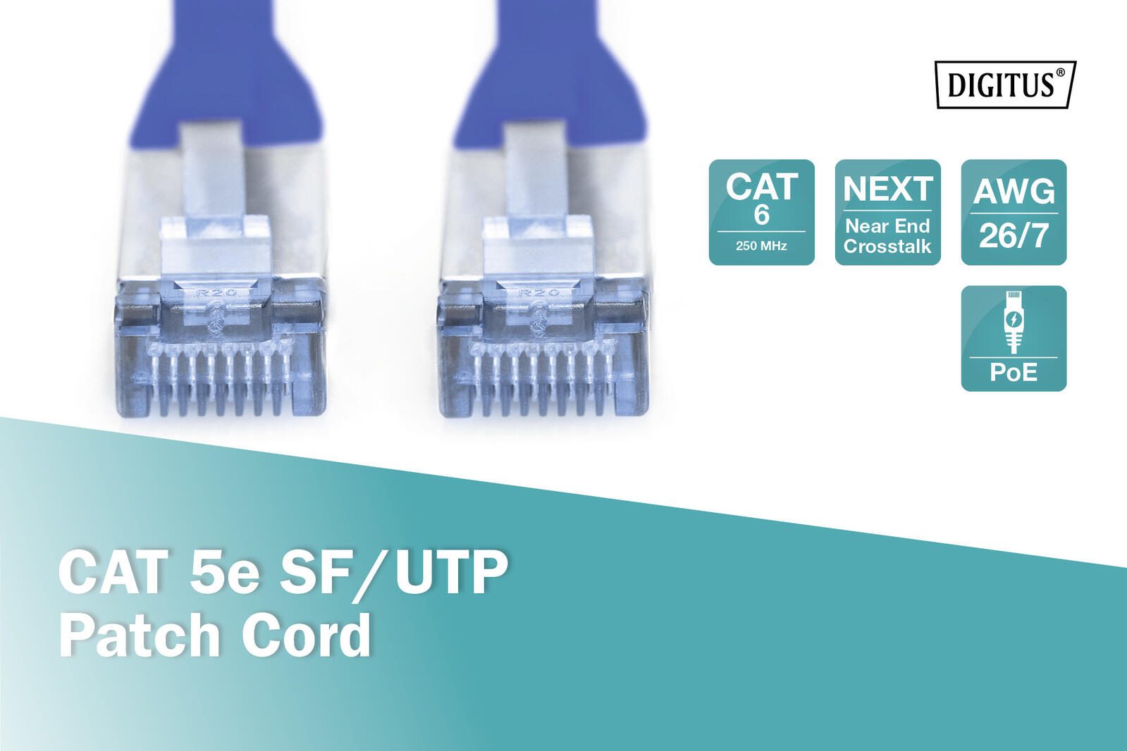 DIGITUS Patch-Kabel RJ-45 (M) zu RJ-45 (M) 2m Kupfer SF/UTP Cat 5e blau (DK-1531-020/B)
