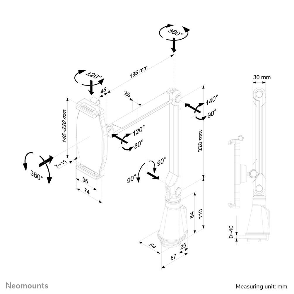 Neomounts TABLET-D100SILVER universeller Tablet-Ständer