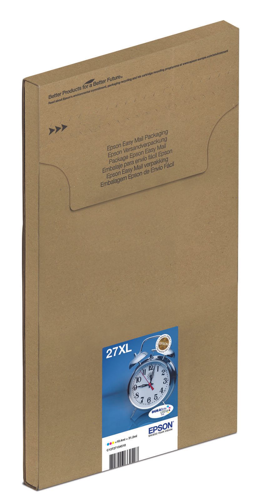 Epson Original Easy Mail Packing 27XL Wecker Druckerpatrone Multipack C/M/Y (C13T27154510)
