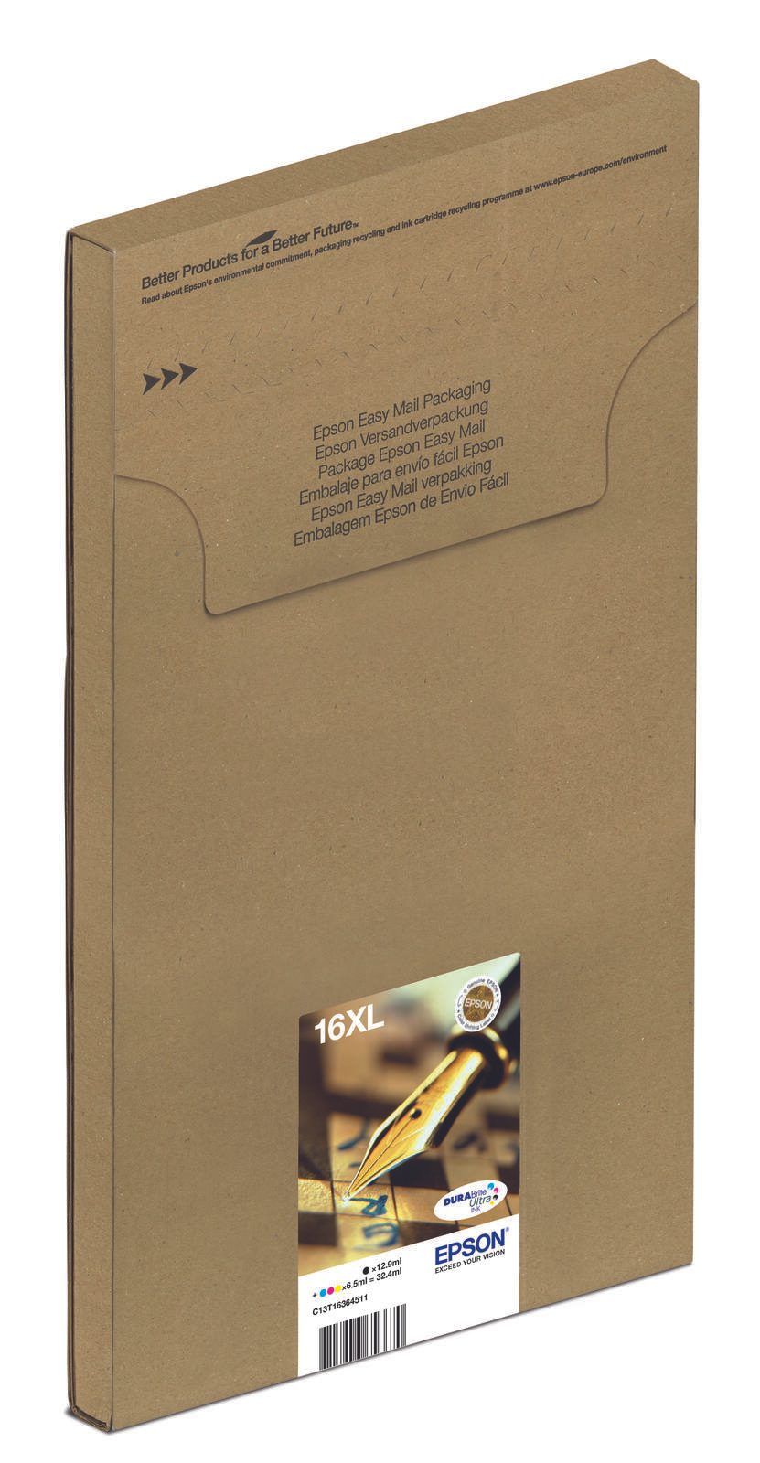 Epson Original Easy Mail Packing 16XL Füller Druckerpatronen 4er Multipack BK/C/M/Y (C13T16364511)