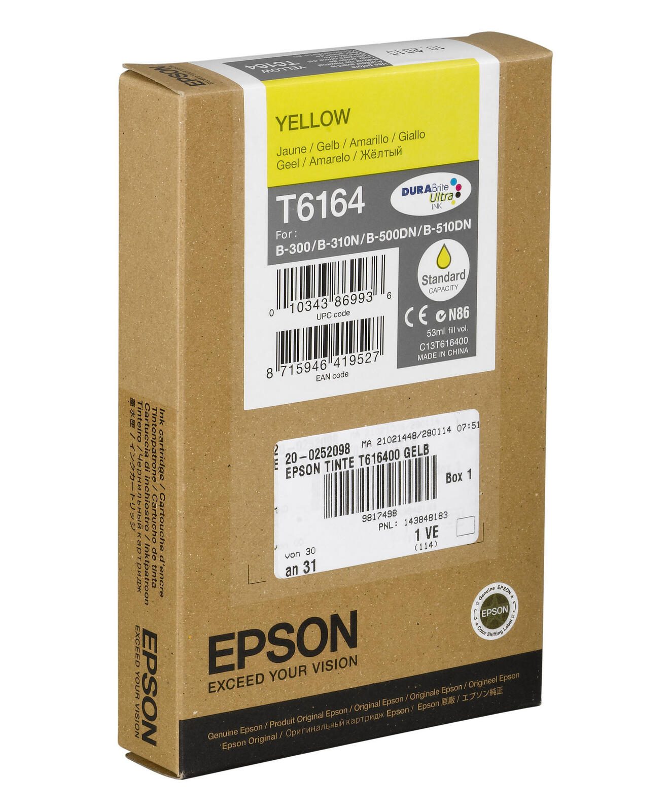 Epson Original T6164 Druckerpatrone gelb 3.500 Seiten 53ml (C13T616400)