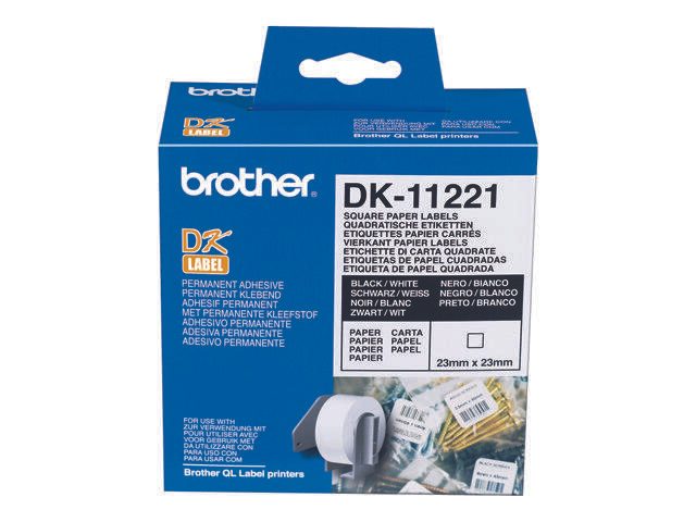 Brother DK-11221 - Etiketten - 23 x 23 mm - 1000 Etikett(en) - für QL 1050, 1050N, 1060N, 500, 500A, 500BS, 500BW, 550,