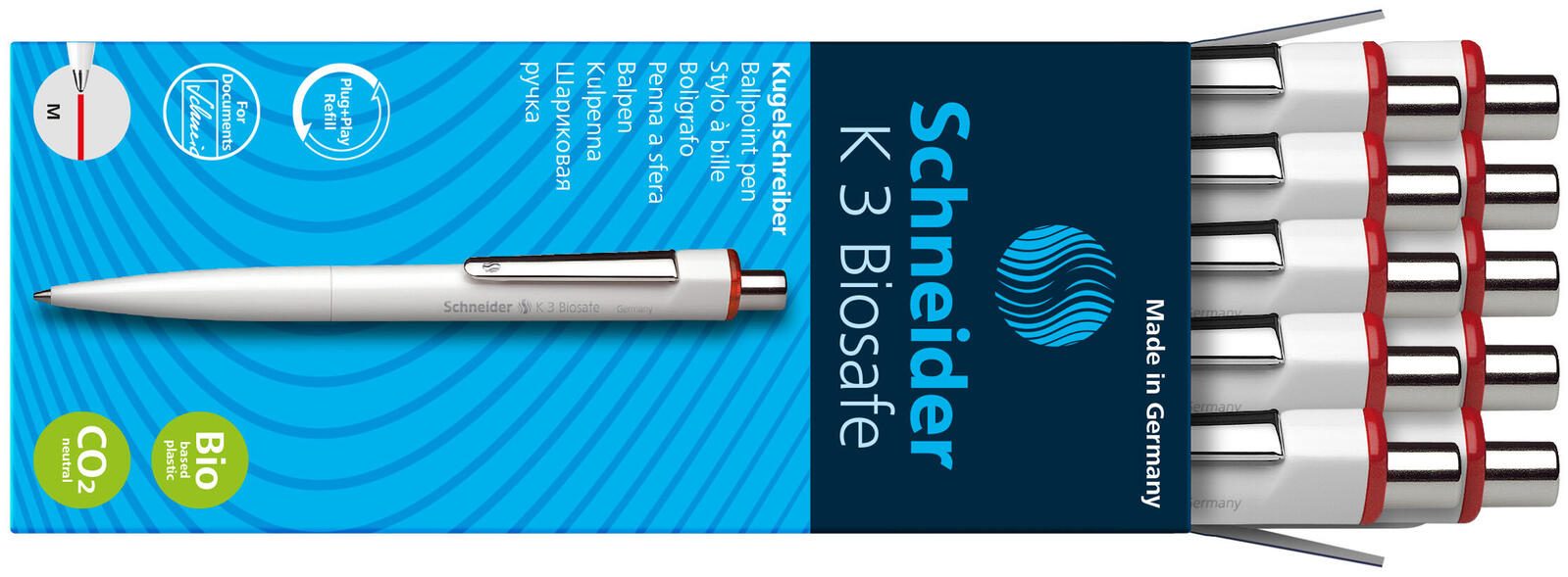 Schneider K3 Biosafe Kugelschreiber 0.6 mm Rot
