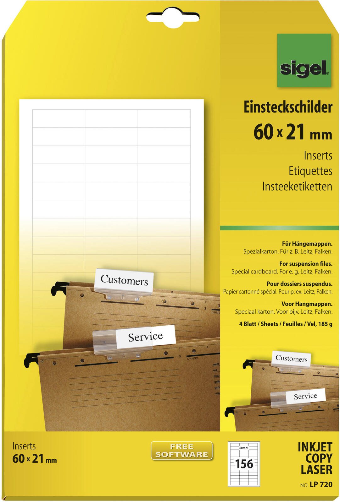SIGEL Beschriftungsschilder für Hängeregister 6,0 x 2,1 cm