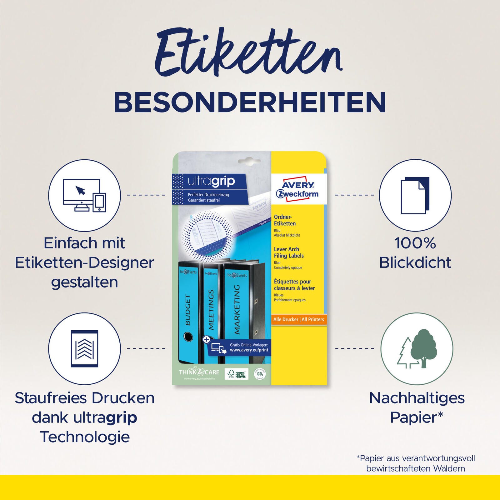 AVERY Zweckform Ordneretiketten 61,0 x 297,0 mm blau