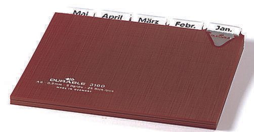 DURABLE Karteikartenregister A-Z, blanko, Jan.-Dez., 0-31 braun für DIN-A6-Karteikästen