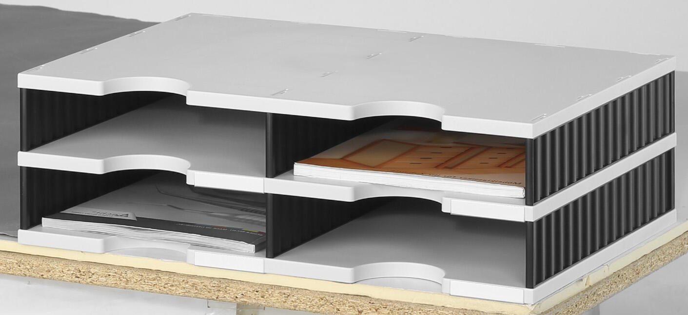 styro Styrodoc Sortierstation DIN C4 4 -Fach grau/schwarz