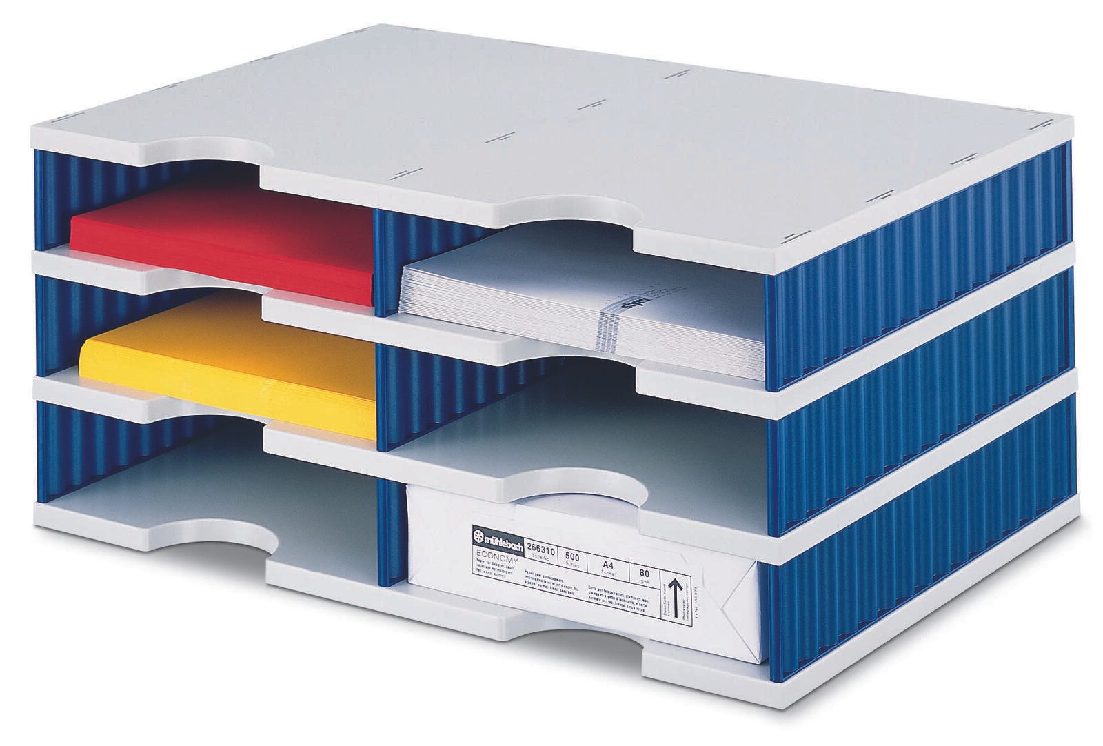 styro Styrodoc Sortierstation DIN C4 6 -Fach grau/blau