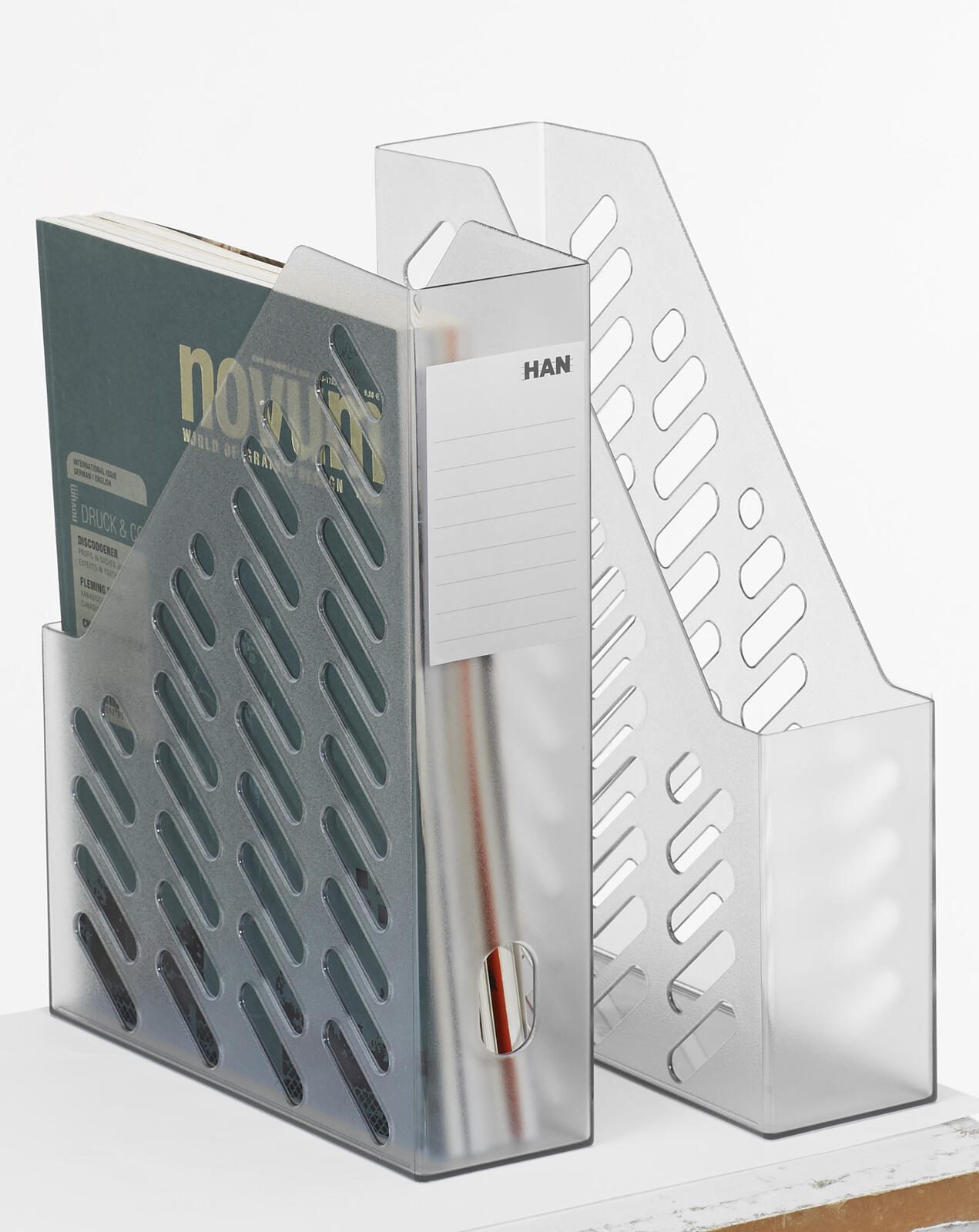 HAN Stehsammler Klassik brillant antistatischer, schwermetallfreier Kunststoff grau-transparent , DIN A4