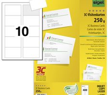 SIGEL Visitenkarten 250 g/m² satiniert hochweiß