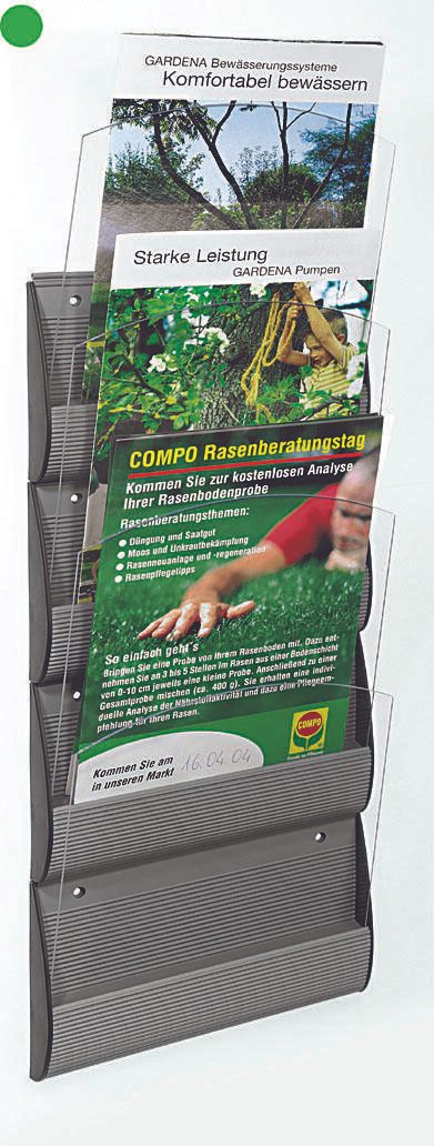 PAPERFLOW Integral Wandprospekthalter DIN A4 4-Fach  silber, transparent