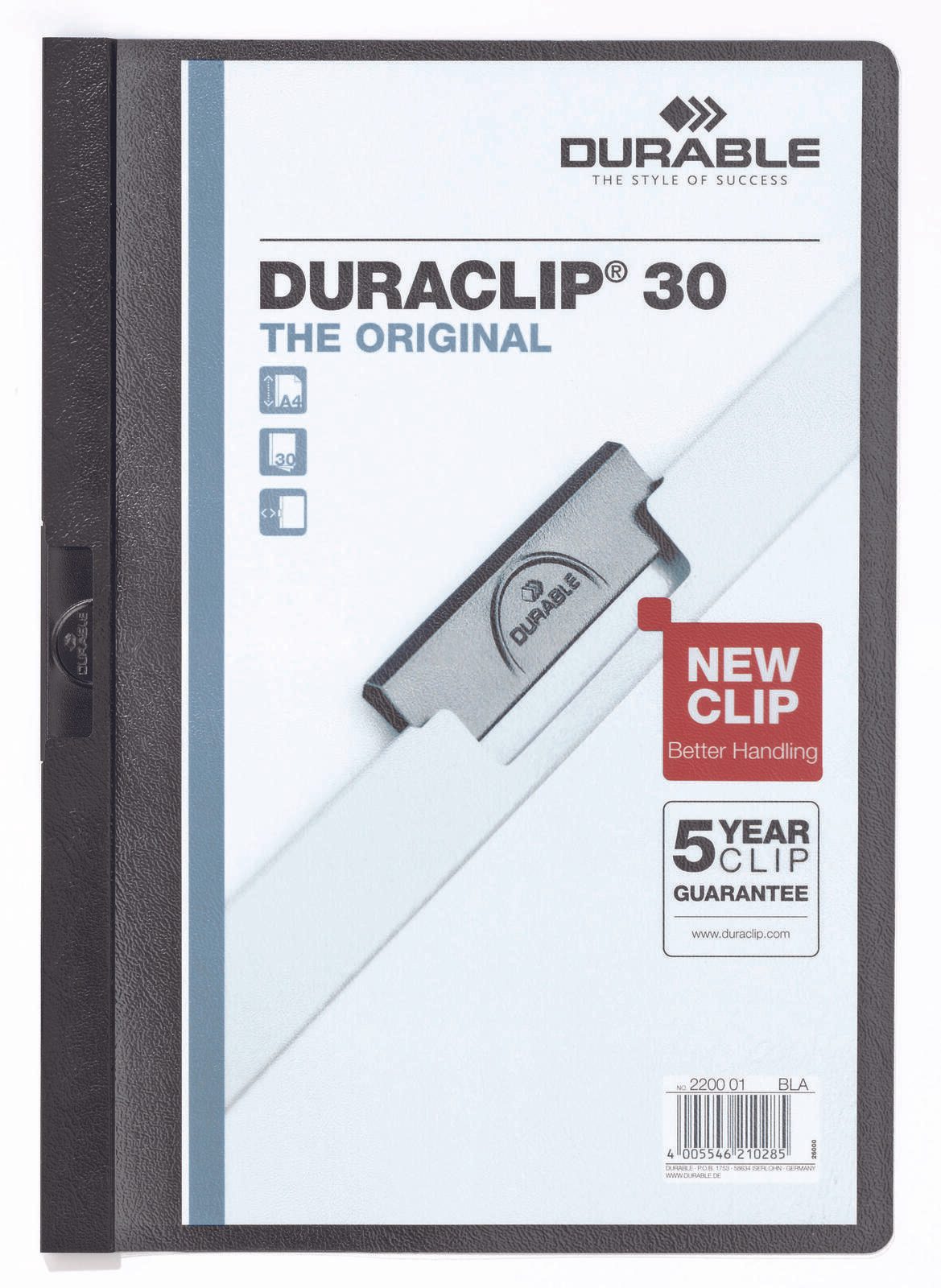 DURABLE Klemmhefter Duraclip DIN A4 schwarz