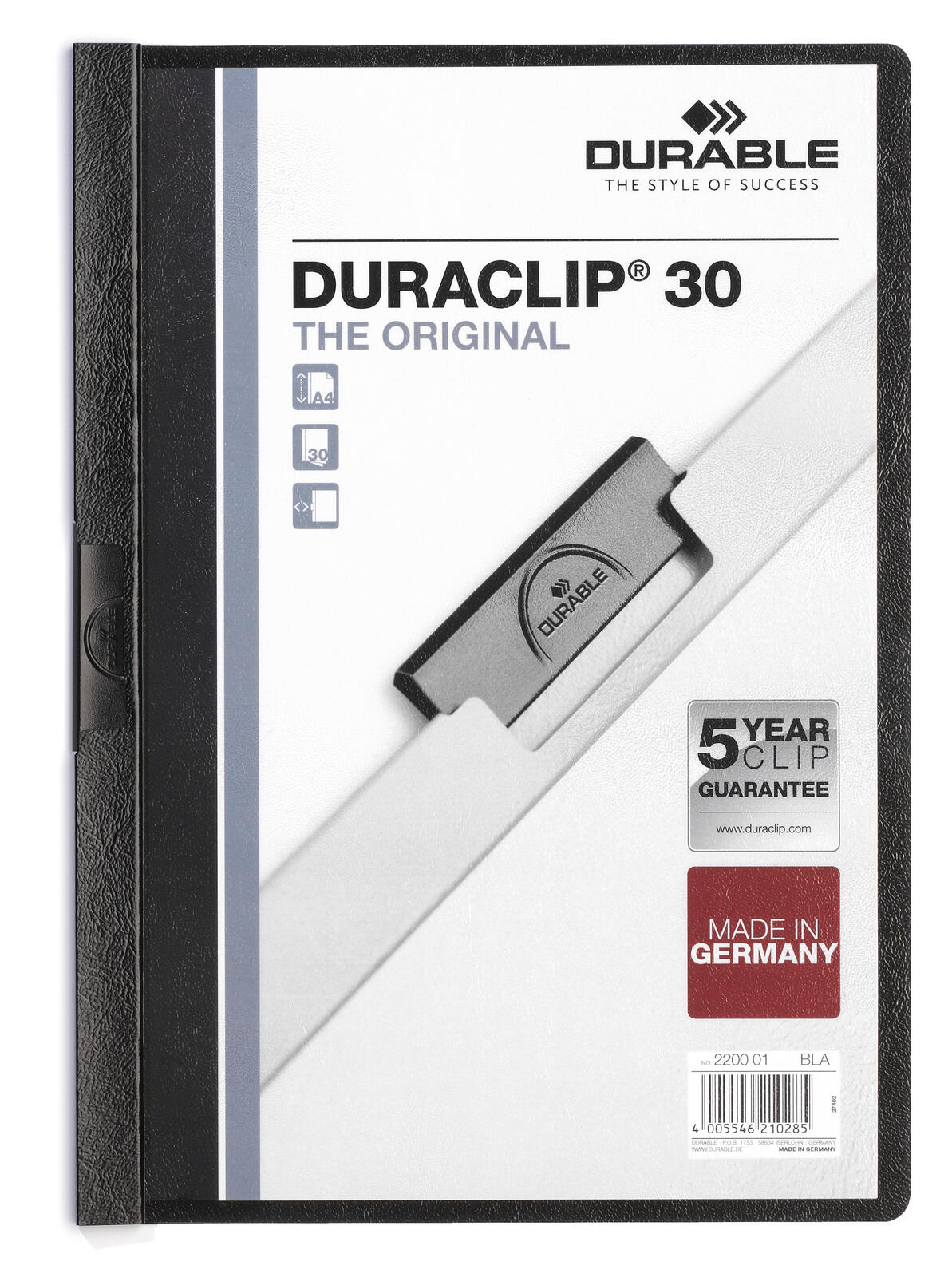 DURABLE Klemmhefter Duraclip DIN A4 schwarz
