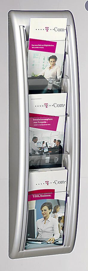 PAPERFLOW Kompakt Wandprospekthalter 1/3 DIN A4 5-Fach  silber