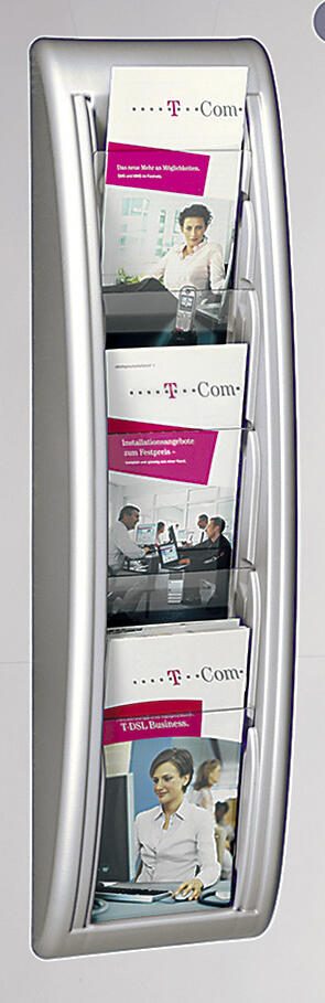 PAPERFLOW Kompakt Wandprospekthalter 1/3 DIN A4 5-Fach  silber