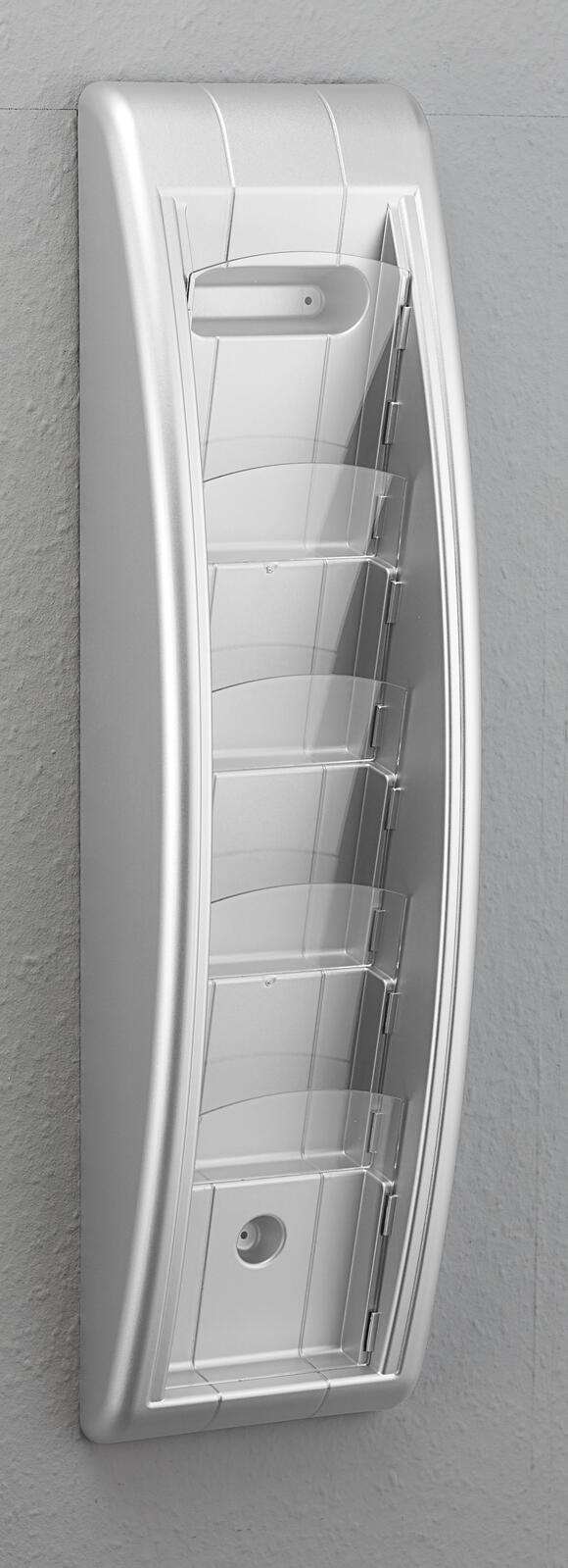 PAPERFLOW Kompakt Wandprospekthalter 1/3 DIN A4 5-Fach  silber