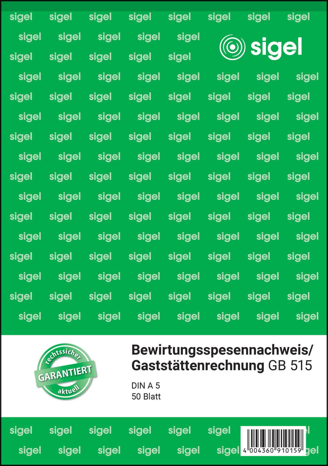 SIGEL Formularbuch Bewirtungskostenbeleg DIN A5 1x 50 Seiten