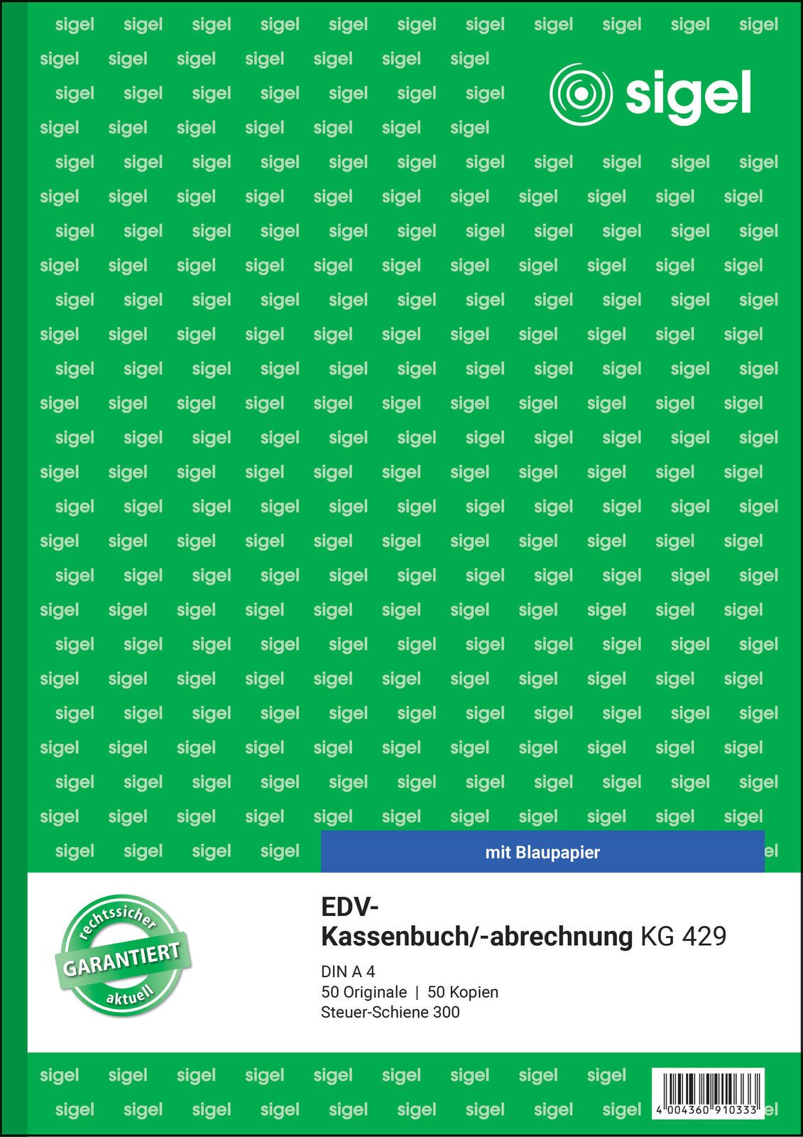 SIGEL Formularbuch Kassenbuch/EDV DIN A4 2x 50 Seiten